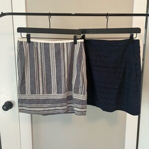 LOFT Navy and Gray Mini Skirt Set